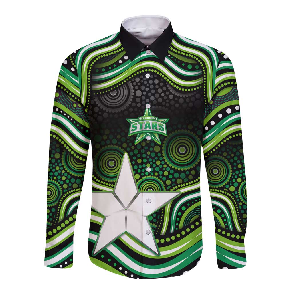 Melbourne Stars Cricket Long Sleeve Button Shirt Australian Cricket Mascot - Modern Indigenous Style