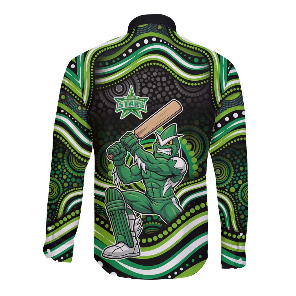 Melbourne Stars Cricket Long Sleeve Button Shirt Australian Cricket Mascot - Modern Indigenous Style