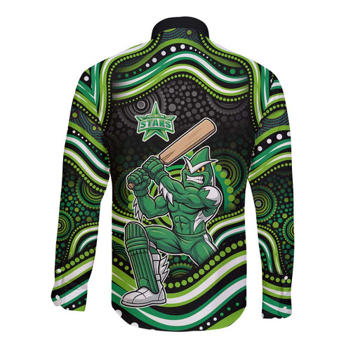 Melbourne Stars Cricket Long Sleeve Button Shirt Australian Cricket Mascot - Modern Indigenous Style