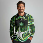 Melbourne Stars Cricket Long Sleeve Polo Shirt Australian Cricket Mascot - Modern Indigenous Style