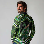 Melbourne Stars Cricket Long Sleeve Polo Shirt Australian Cricket Mascot - Modern Indigenous Style