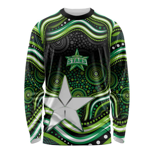 Melbourne Stars Cricket Long Sleeve Shirt Australian Cricket Mascot - Modern Indigenous Style