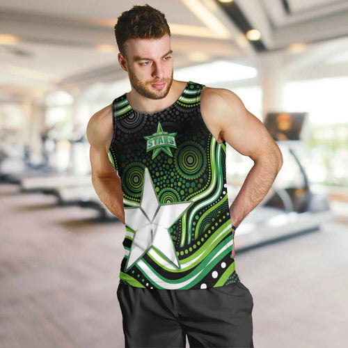 Melbourne Stars Cricket Men Tank Top Australian Cricket Mascot - Modern Indigenous Style