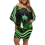 Melbourne Stars Cricket Off Shoulder Short Dress Australian Cricket Mascot - Modern Indigenous Style