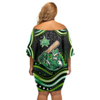 Melbourne Stars Cricket Off Shoulder Short Dress Australian Cricket Mascot - Modern Indigenous Style