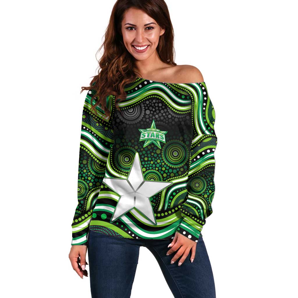 Melbourne Stars Cricket Off Shoulder Sweater Australian Cricket Mascot - Modern Indigenous Style