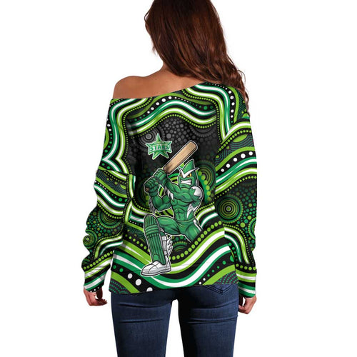 Melbourne Stars Cricket Off Shoulder Sweater Australian Cricket Mascot - Modern Indigenous Style