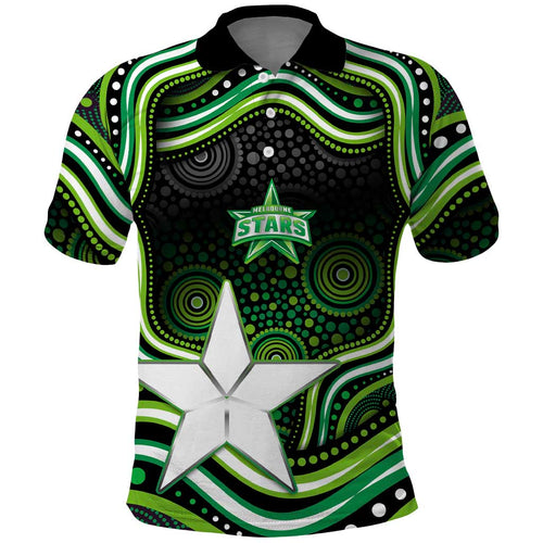 Melbourne Stars Cricket Polo Shirt Australian Cricket Mascot - Modern Indigenous Style