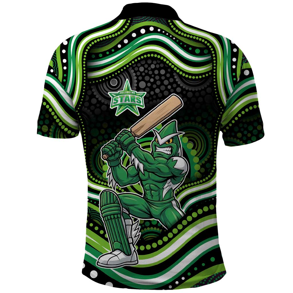 Melbourne Stars Cricket Polo Shirt Australian Cricket Mascot - Modern Indigenous Style