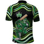 Melbourne Stars Cricket Polo Shirt Australian Cricket Mascot - Modern Indigenous Style