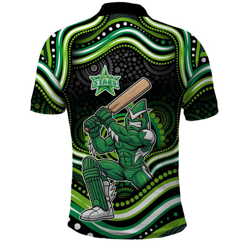 Melbourne Stars Cricket Polo Shirt Australian Cricket Mascot - Modern Indigenous Style