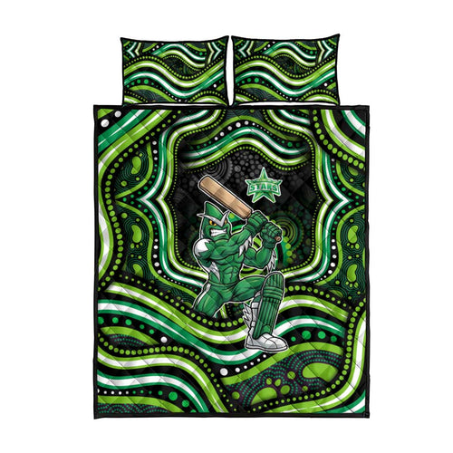 Melbourne Stars Cricket Quilt Bed Set Australian Cricket Mascot - Modern Indigenous Style