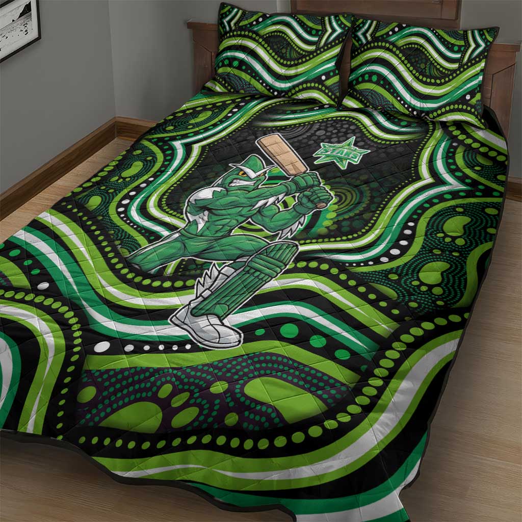Melbourne Stars Cricket Quilt Bed Set Australian Cricket Mascot - Modern Indigenous Style