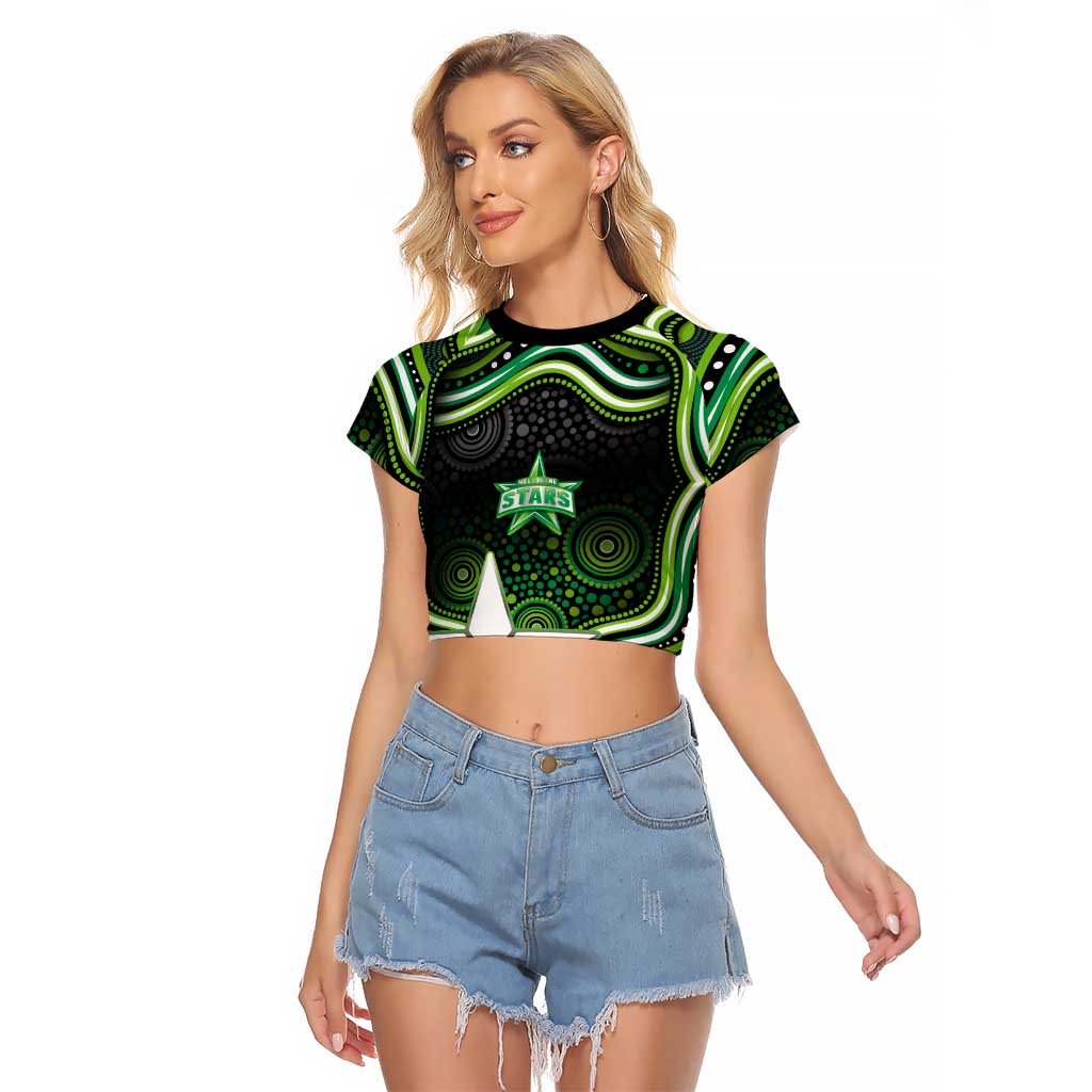 Melbourne Stars Cricket Raglan Cropped T Shirt Australian Cricket Mascot - Modern Indigenous Style