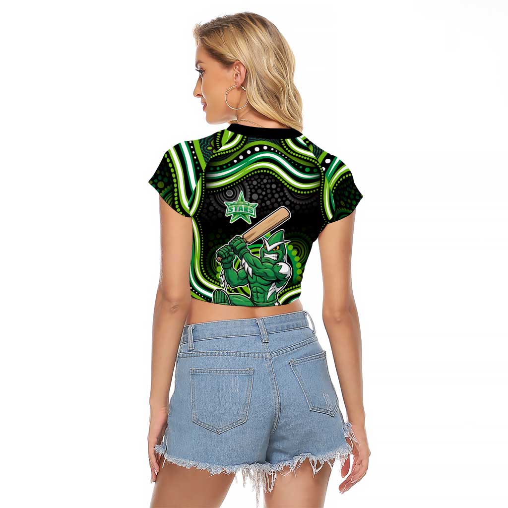 Melbourne Stars Cricket Raglan Cropped T Shirt Australian Cricket Mascot - Modern Indigenous Style