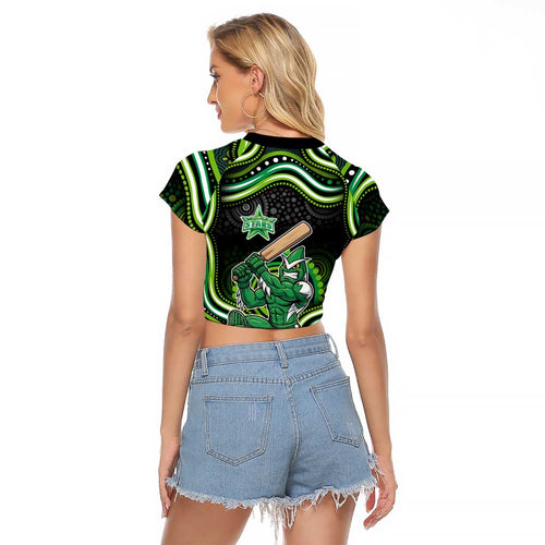 Melbourne Stars Cricket Raglan Cropped T Shirt Australian Cricket Mascot - Modern Indigenous Style