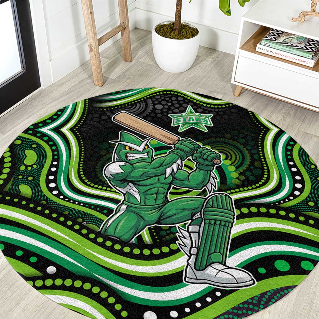 Melbourne Stars Cricket Round Carpet Australian Cricket Mascot - Modern Indigenous Style