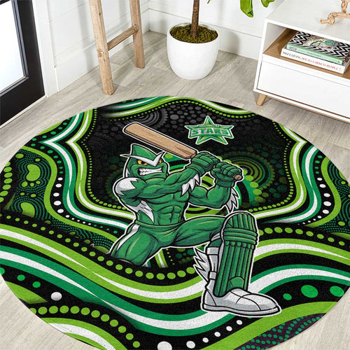 Melbourne Stars Cricket Round Carpet Australian Cricket Mascot - Modern Indigenous Style