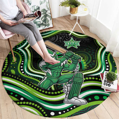 Melbourne Stars Cricket Round Carpet Australian Cricket Mascot - Modern Indigenous Style