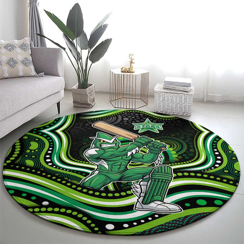 Melbourne Stars Cricket Round Carpet Australian Cricket Mascot - Modern Indigenous Style