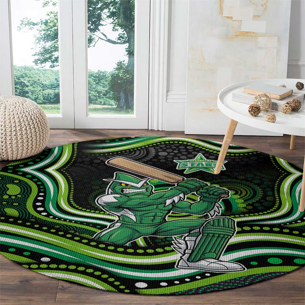 Melbourne Stars Cricket Round Carpet Australian Cricket Mascot - Modern Indigenous Style