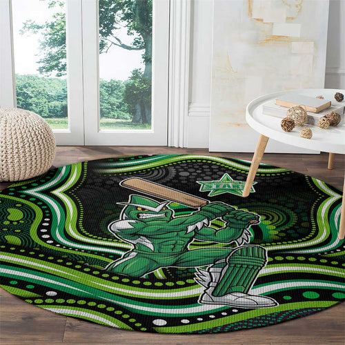 Melbourne Stars Cricket Round Carpet Australian Cricket Mascot - Modern Indigenous Style