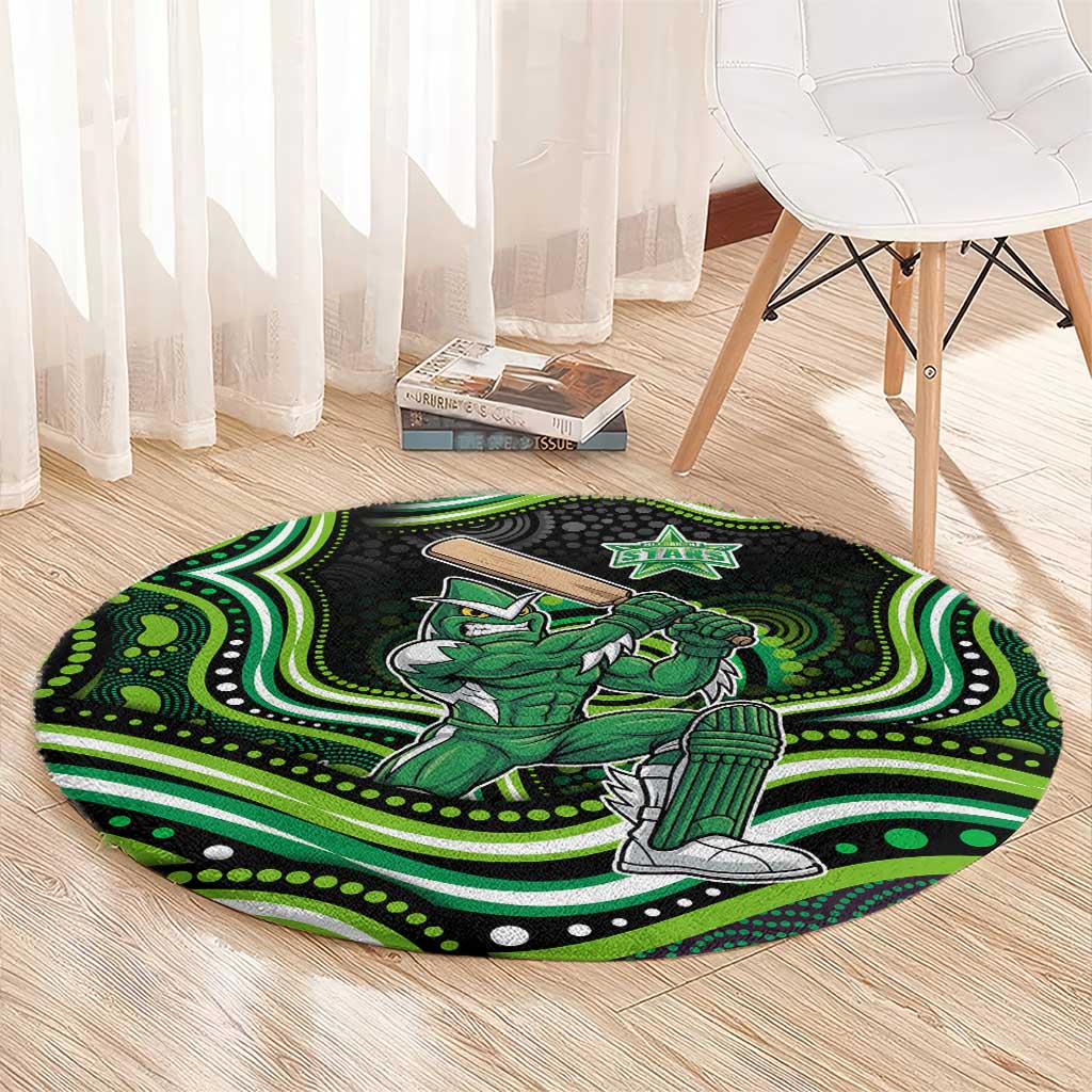 Melbourne Stars Cricket Round Carpet Australian Cricket Mascot - Modern Indigenous Style