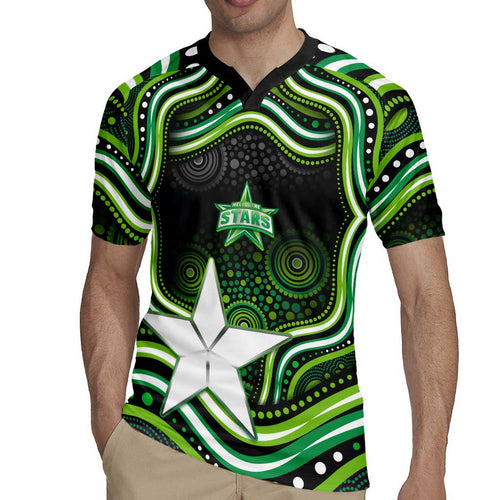 Melbourne Stars Cricket Rugby Jersey Australian Cricket Mascot - Modern Indigenous Style