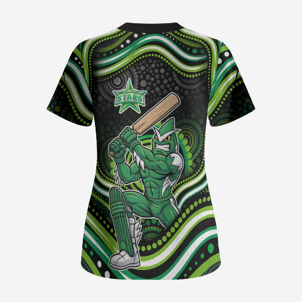 Melbourne Stars Cricket Scrub Top Australian Cricket Mascot - Modern Indigenous Style