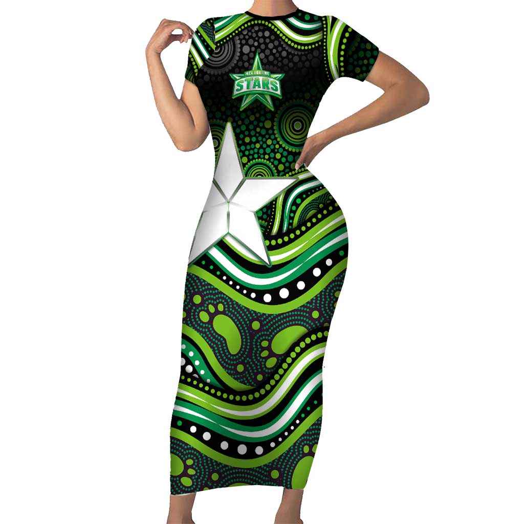 Melbourne Stars Cricket Short Sleeve Bodycon Dress Australian Cricket Mascot - Modern Indigenous Style