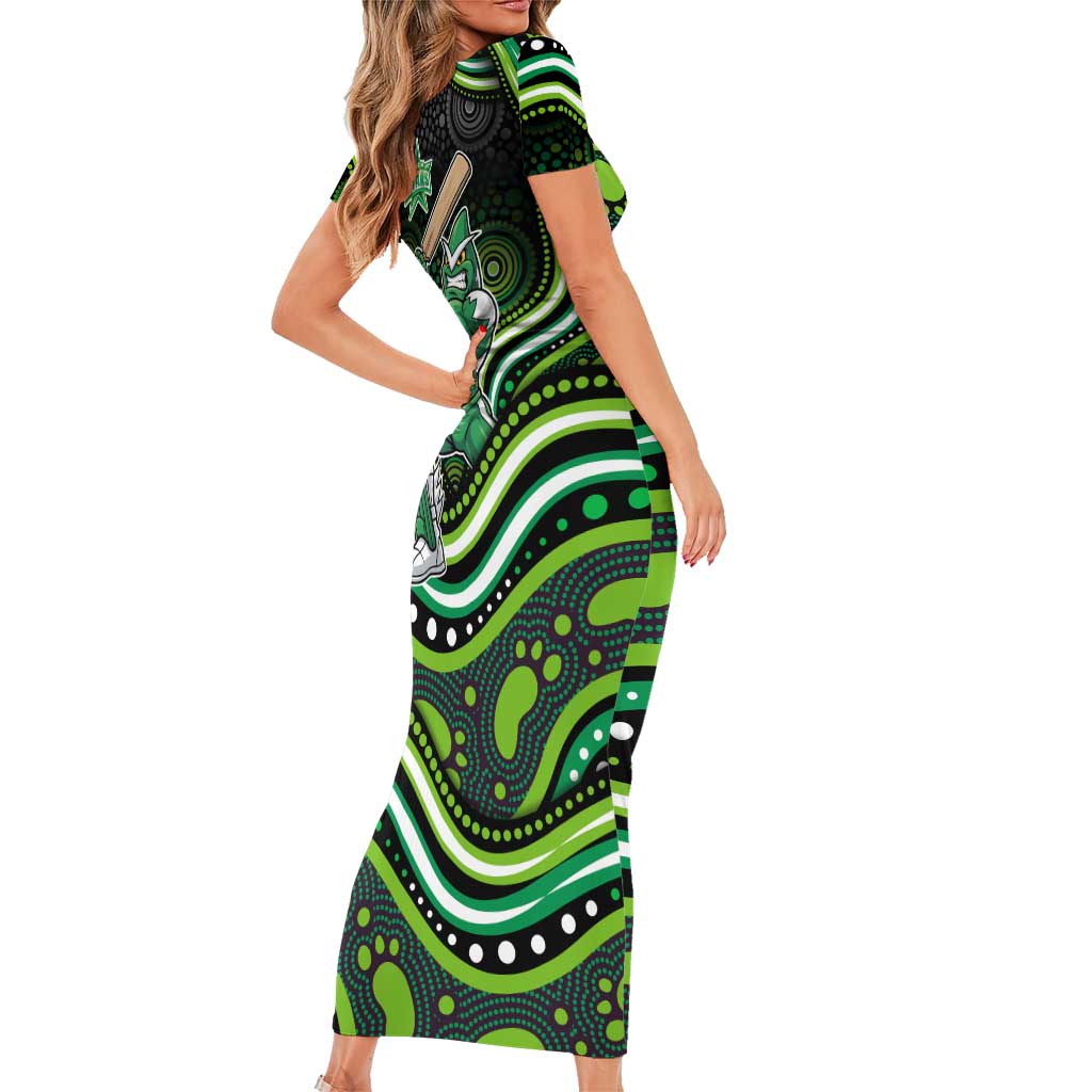 Melbourne Stars Cricket Short Sleeve Bodycon Dress Australian Cricket Mascot - Modern Indigenous Style