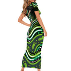 Melbourne Stars Cricket Short Sleeve Bodycon Dress Australian Cricket Mascot - Modern Indigenous Style