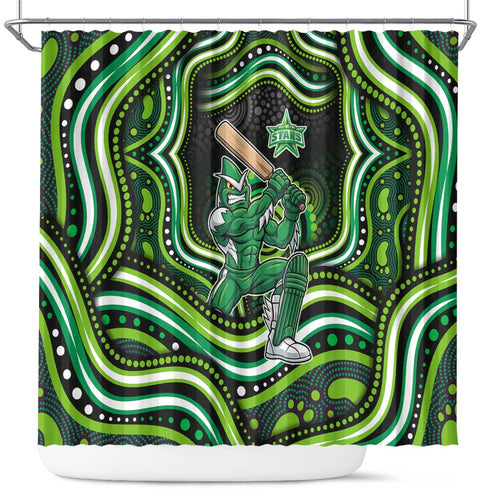 Melbourne Stars Cricket Shower Curtain Australian Cricket Mascot - Modern Indigenous Style