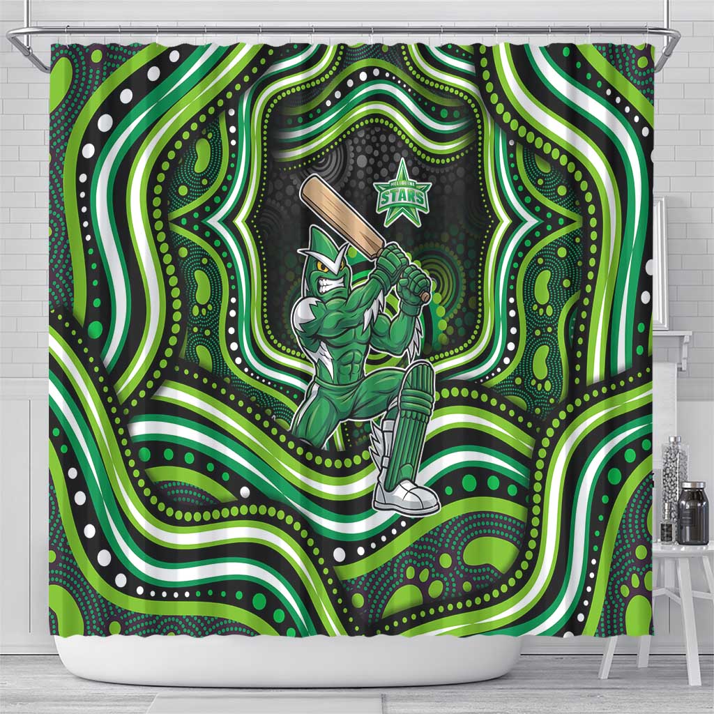 Melbourne Stars Cricket Shower Curtain Australian Cricket Mascot - Modern Indigenous Style