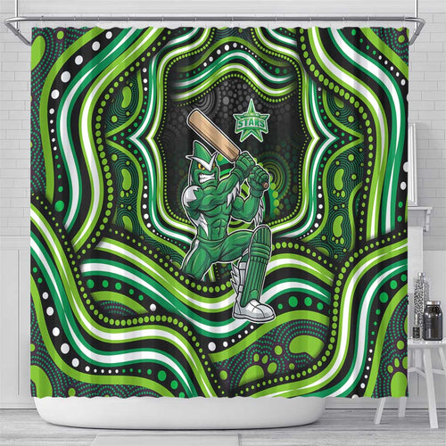 Melbourne Stars Cricket Shower Curtain Australian Cricket Mascot - Modern Indigenous Style