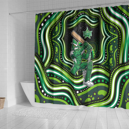 Melbourne Stars Cricket Shower Curtain Australian Cricket Mascot - Modern Indigenous Style
