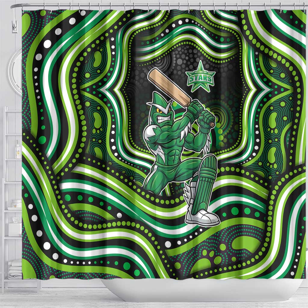 Melbourne Stars Cricket Shower Curtain Australian Cricket Mascot - Modern Indigenous Style