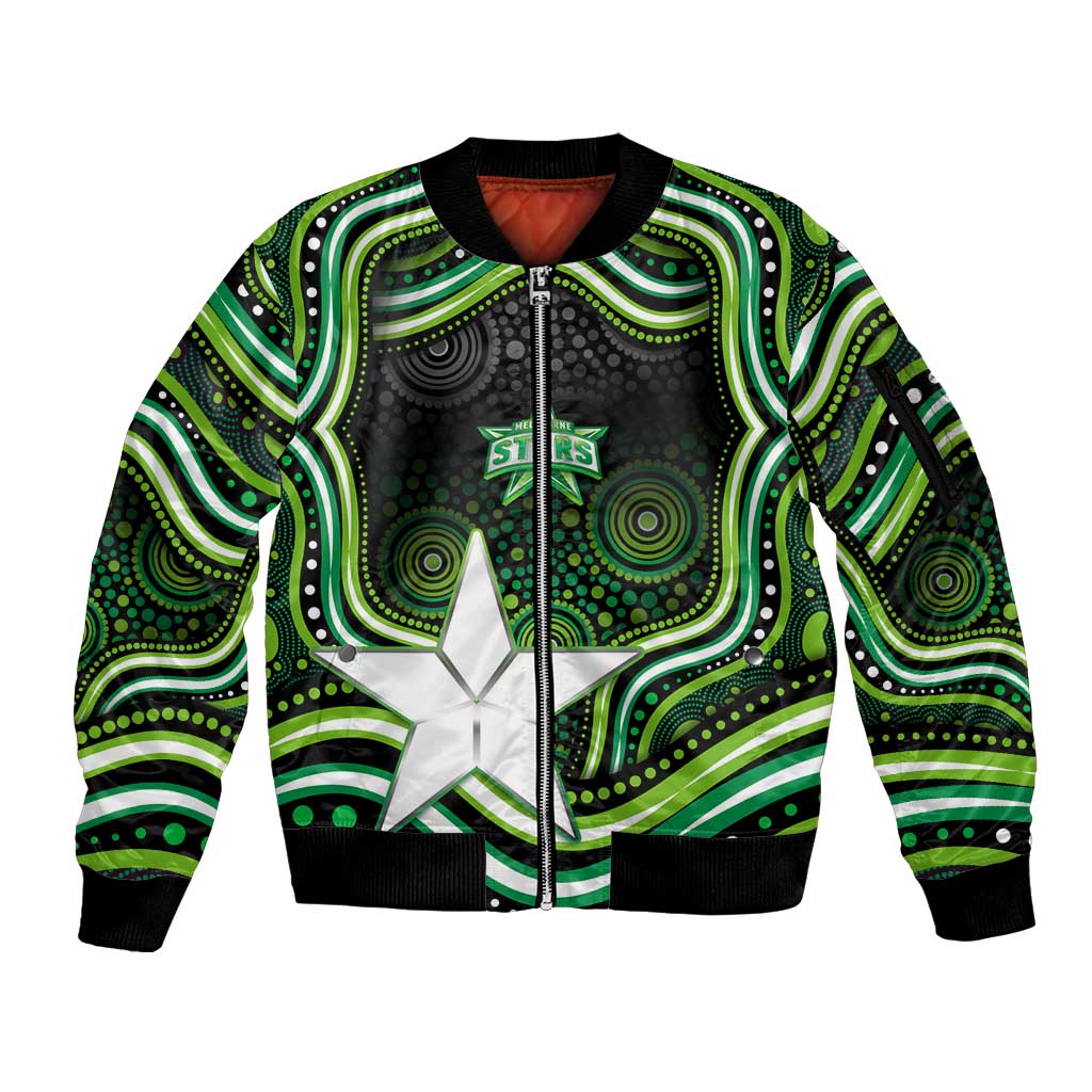 Melbourne Stars Cricket Sleeve Zip Bomber Jacket Australian Cricket Mascot - Modern Indigenous Style