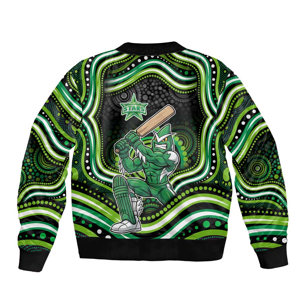 Melbourne Stars Cricket Sleeve Zip Bomber Jacket Australian Cricket Mascot - Modern Indigenous Style