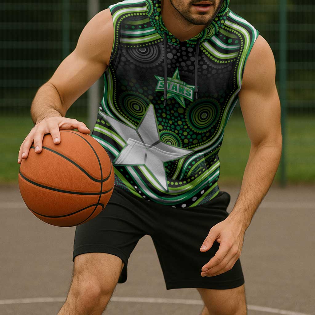 Melbourne Stars Cricket Sleeveless Hoodie Australian Cricket Mascot - Modern Indigenous Style
