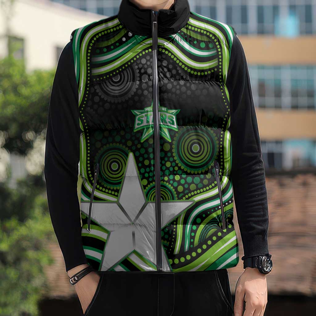 Melbourne Stars Cricket Sleeveless Puffer Jacket Australian Cricket Mascot - Modern Indigenous Style