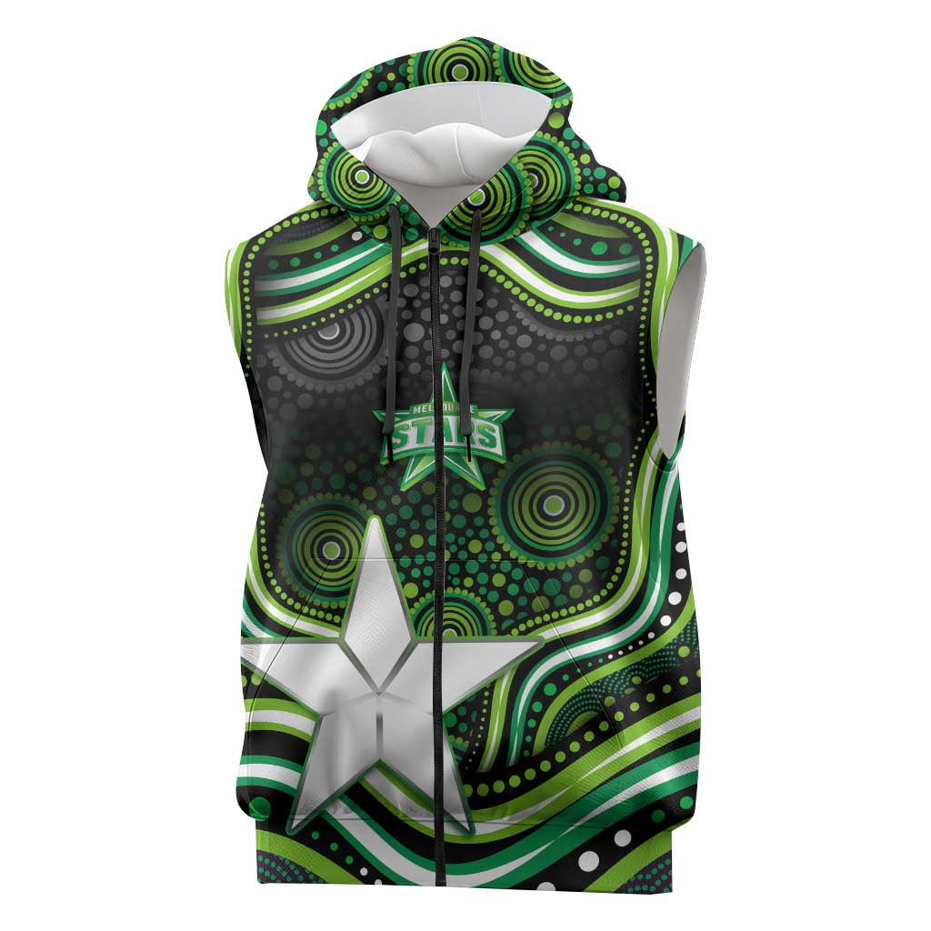 Melbourne Stars Cricket Sleeveless Zip Hoodie Australian Cricket Mascot - Modern Indigenous Style