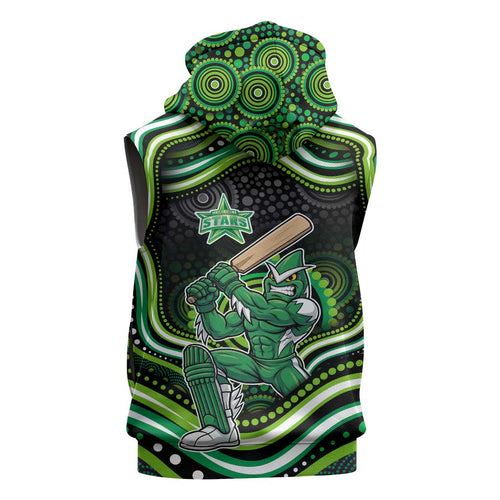Melbourne Stars Cricket Sleeveless Zip Hoodie Australian Cricket Mascot - Modern Indigenous Style