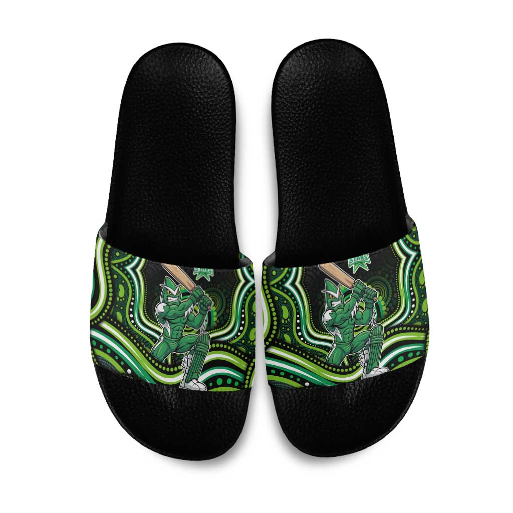 Melbourne Stars Cricket Slide Sandals Australian Cricket Mascot - Modern Indigenous Style