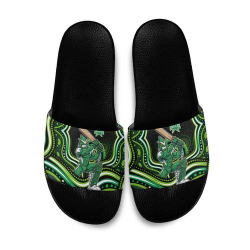 Melbourne Stars Cricket Slide Sandals Australian Cricket Mascot - Modern Indigenous Style