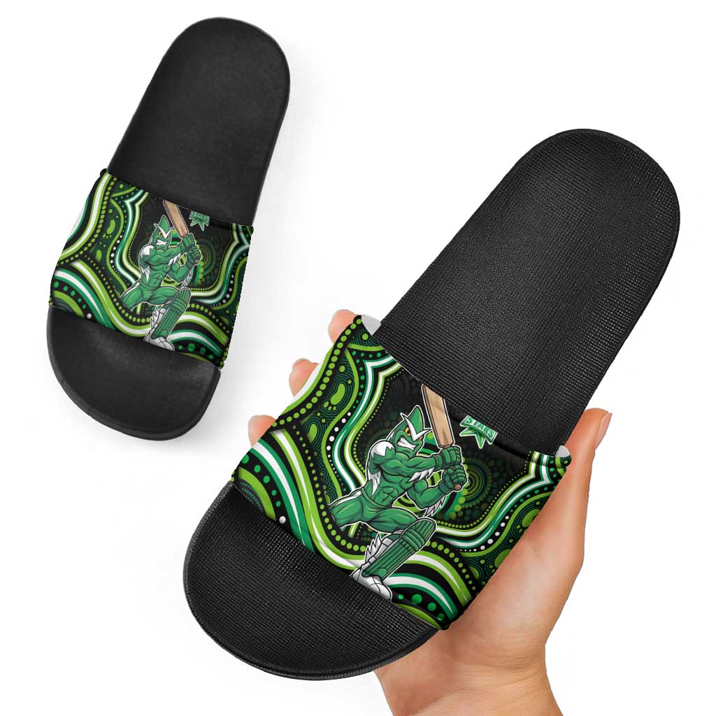 Melbourne Stars Cricket Slide Sandals Australian Cricket Mascot - Modern Indigenous Style