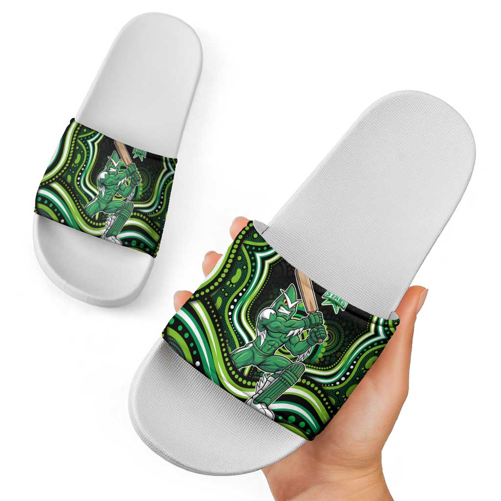 Melbourne Stars Cricket Slide Sandals Australian Cricket Mascot - Modern Indigenous Style