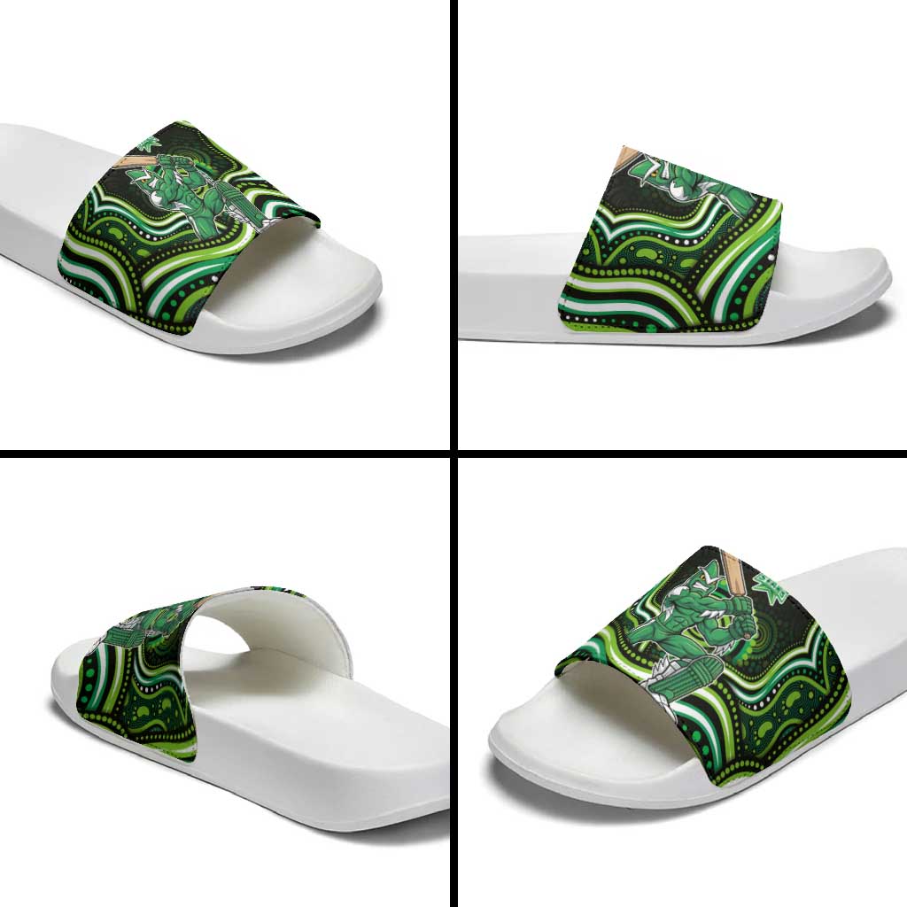 Melbourne Stars Cricket Slide Sandals Australian Cricket Mascot - Modern Indigenous Style