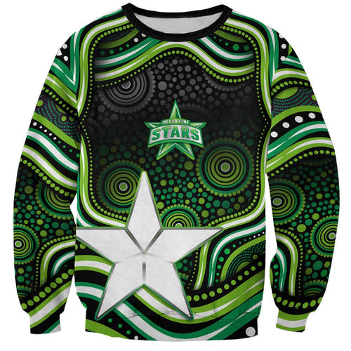 Melbourne Stars Cricket Sweatshirt Australian Cricket Mascot - Modern Indigenous Style