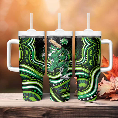Melbourne Stars Cricket Tumbler With Handle Australian Cricket Mascot - Modern Indigenous Style